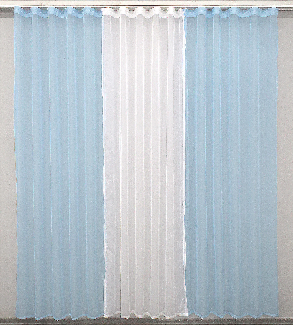 Комплект (4х2,6м.) з шифону, декоративна гардина. Колір світло-блакитний з білим. Код 002дк 10-741, фото 1