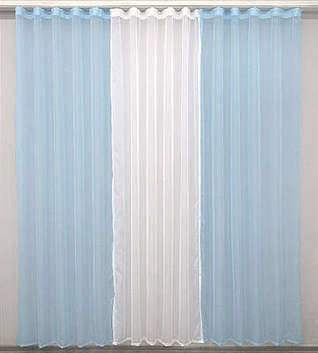 Комплект (4х2,6м.) з шифону, декоративна гардина. Колір світло-блакитний з білим. Код 002дк 10-741