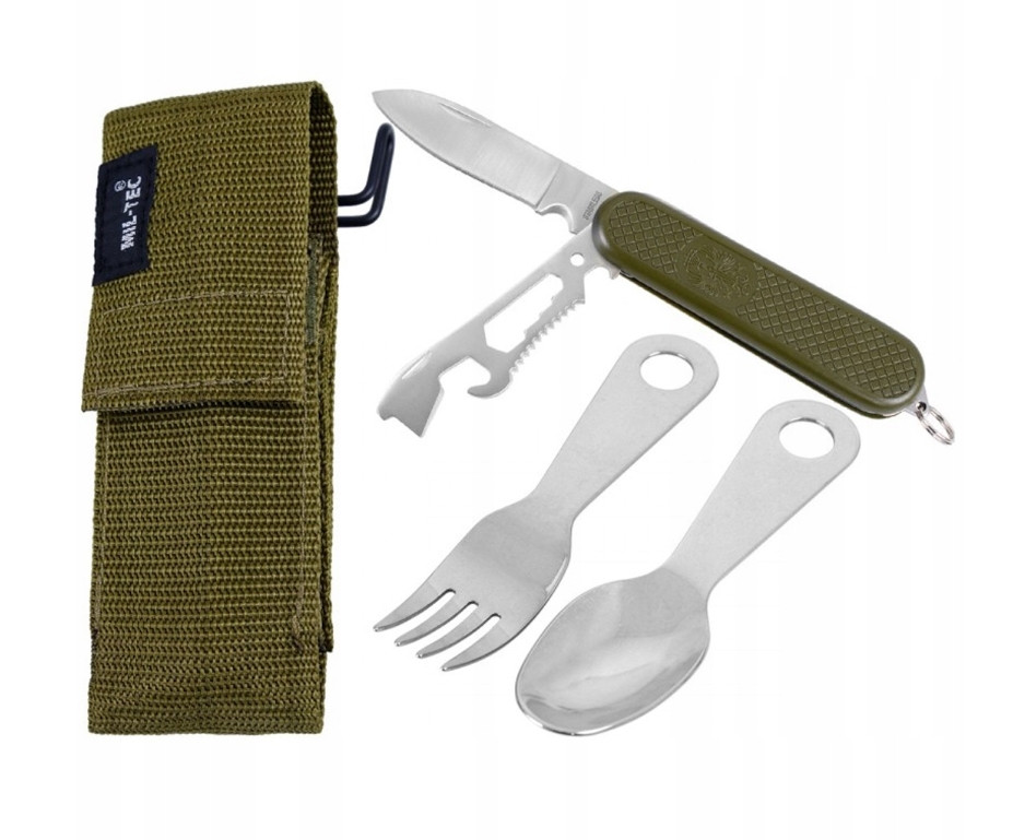 Столове приладдя з чохлом Mil-Tec Olive 14629000, фото 1