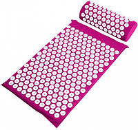 Масажний килимок для спини і ніг з подушкою акупунктурний червоний ортопедичний Аплікатор Кузнєцова