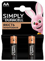 Батарейки АА Duracell Simply 1.5V LR6 2 шт Бельгия