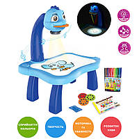 Детский проектор со столиком для рисования 24 слайда Синий столик-проектор с подсветкой для рисования ICN