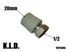 Муфта поліпропіленова с НГ 20x1/2 KLD