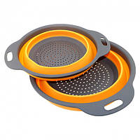 Дуршлаг силиконовый складной Collapsible filter baskets BUF2453243 Сито комплект 2 шт Оранжевый ICN