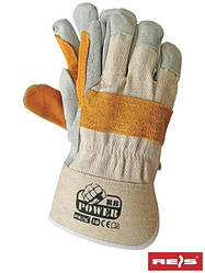 Рукавички робочі посилені яловий шкірою (рукавички шкіряні робочі) RBPOWER_Y BEJSY