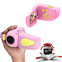 Детская Цифровая камера Smart Kids мини фото видеокамера HD DV-A100 2" с играми+карта памяти Розовый ICN
