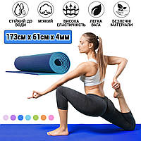 Коврик для йоги, фитнеса, туризма YogaLife 4 мм каремат однослойный коврик для гимнастики Синий PLC