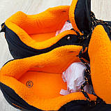 Кросівки чоловічі Merrell Vibram зимові на флісі чорні з жовтогарячим низькі водонепроникні теплі, фото 8
