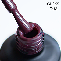 Гель-лак GLOSS 708 (темно-бордовий), 11 мл