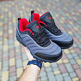 Кросівки чоловічі Merrell Vibram зимові на флісі сірі з червоним низькі водонепроникні теплі, фото 5