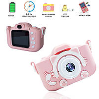 Гипоаллергенный детский цифровой фотоаппарат с дисплеем и играми Smart Kids Камера Кошечка Розовый ICN