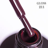 Гель-лак GLOSS 211 (коричнево-бордовий), 11 мл