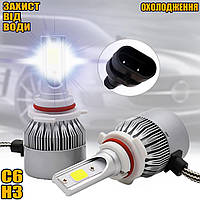 Комплект автомобильных ламп Turbo Led C6-H3-36W-3800LM головной свет для фар с активным охлаждением ICN