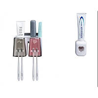 Держатель для зубных щеток Easy Comfort с диспенсером зубной пасты многофункциональный + 2 Стакана ICN