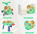 Дитяча каталка ходунки  HE0814 толокар трансформер столик з музикою Блакитний, фото 6
