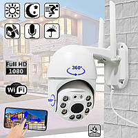 Камера наружного видеонаблюдения IP Wi-Fi поворотная уличная 2mp, 360°/90° с ИК подсветкой IP66 Белая ICN