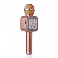 Детский Беспроводной микрофон караоке Wster WS-1818 с функцией изменения голоса с динамиком розовый ICN