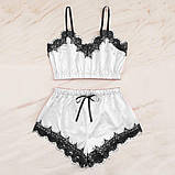 Атласна піжама жіноча з мереживом – стильний нічний комплект, подарунок для коханої або подруги, фото 4