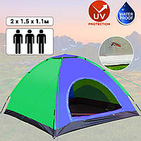Палатка туристическая 3-х местная автоматическая самораскладная кемпинговая Camping Spot Сине зеленый ICN