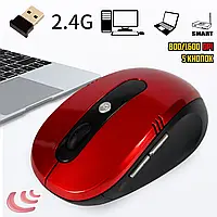 Беспроводная мышь Mouse Wireless DPI-108 2.4G для ноутбука/компьютера, питание от батареек Красная ICN