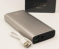Power Bank 20000 mAh, быстрая зарядка, 2 порта USB, металлический корпус, King&Power PD-27, повербанк