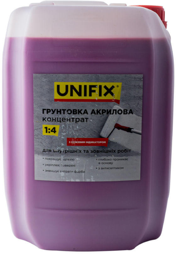 Грунтовка акрилова Unifix - 10 кг x 1:4 концентрат з індикатором