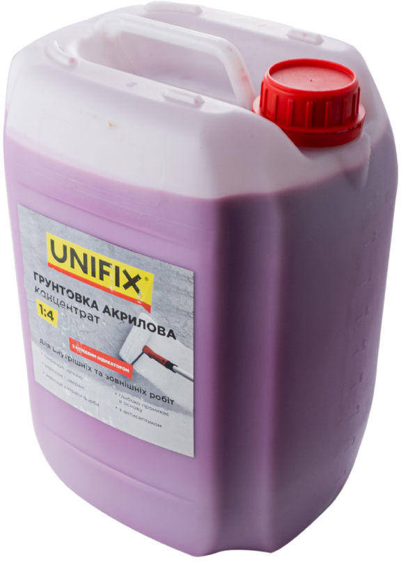 Грунтовка акриловая Unifix - 10 кг x 1:4 концентрат с индикатором - фото 2 - id-p1910664037