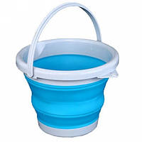 Ведро силиконовое туристическое складное Collapsible Bucket 10 литров голубое ICN