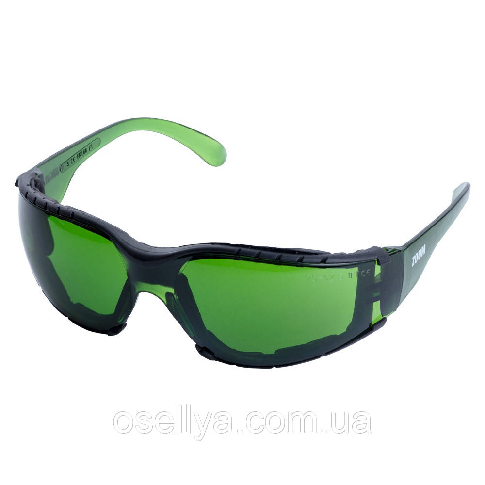 Окуляри захисні з обтюратором Zoom anti-scratch, anti-fog (зелені) SIGMA (9410881)