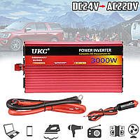 Преобразователь тока автомобильный UKC AR3000W AC/DC 24V с USB Инвертор в машину нагрузка до 3000 Вт ICN