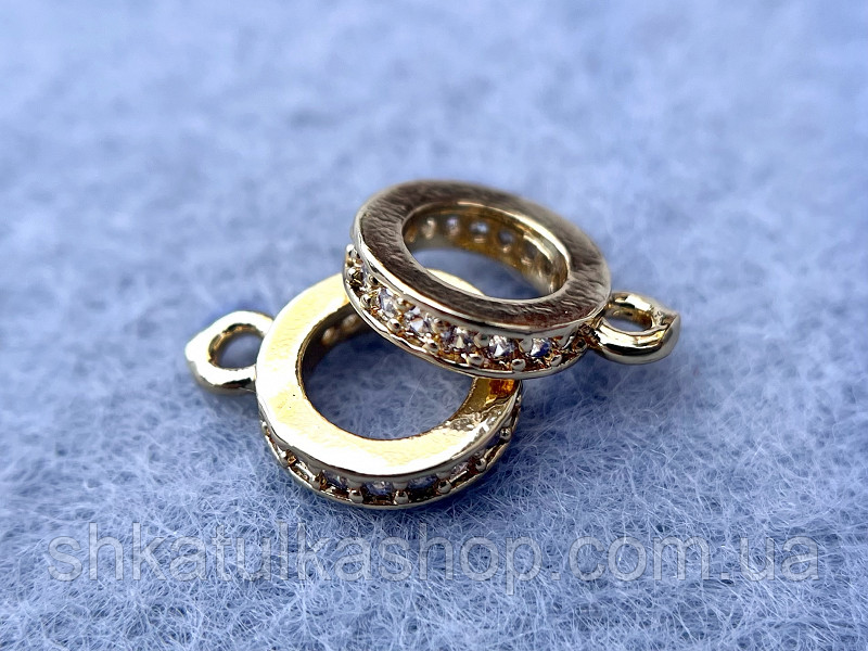 Бейл 7мм, тримач для кулона інкрустований Кубічним цирконієм, колір золото, фото 1