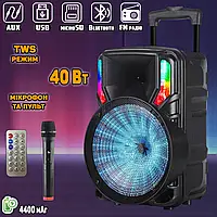 Портативная акустическая система с караоке микрофоном Winso GZ-615-15"x1с RGB подсветкой 40W + Пульт ICN