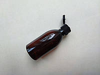 100 - 107 мл Круглий коричневий з кришкою чорною фліп-топ 20 мм, ПЕТ пляшка, флакон, ємність, пластиковий, пластмасовий