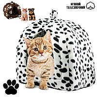 Мягкий домик для домашних питомцев Portable Dog House тёплый лежак для собак и кошек, с подушкой Белый ICN
