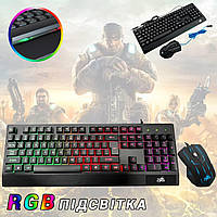 Клавіатура і миша Zeus Gaming Keyboard 710 з LED підсвічуванням-провідний комплект для геймерів Чорний