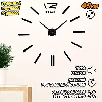 Настенные часы стрелочные мини 3D ART TimeLine декоративные, самоклейка, глянцевые, без корпуса Черный ICN