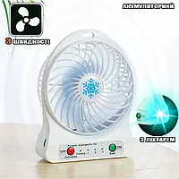 Портативный мини вентилятор Holder Fan HF39 с подсветкой, аккумуляторный 18650, USB Белый ICN