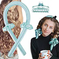 Мягкие бигуди для холодной завивки волос и создания локонов Navi Hair Hold с резинками и заколкой Голубой ICN