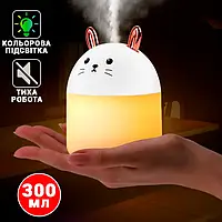 Увлажнитель воздуха детский Humidifier LED 3в1 и ночник c подсветкой аромадиффузор на 250 мл Котик Белый ICN