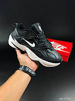 Женские легкие качественные стильные кроссовки Nike M2K Tekno черные с белым, текно