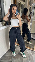 Женские стильные штаны карго с карманами плащевка Мод 0119