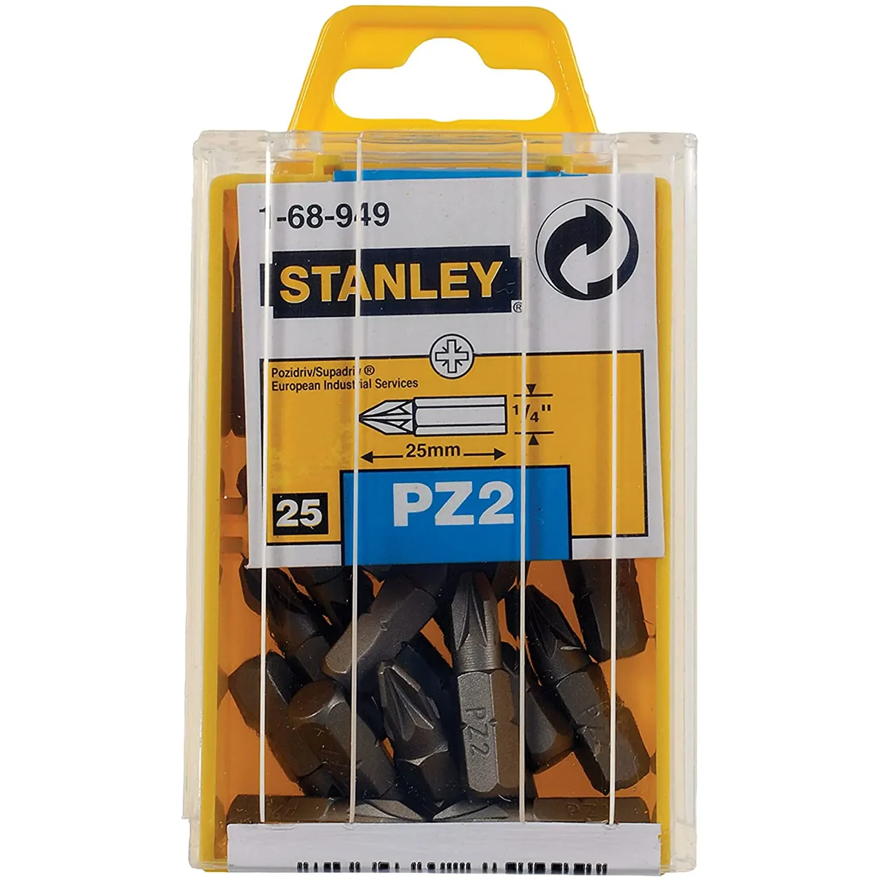 Біта STANLEY із шестигранним хвостовиком 1/4", Pz2 L=25 мм, 25 шт., 1-68-949