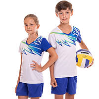 Волейбола форма подросковая детская юниорская бело-голубая LD-P818 рост 135-145 см: Gsport