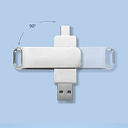 128ГБ USB 3.1 + Type-C флешка двостороння, 125/65 мБ читання/запис для Android, комп'ютера, металева, фото 3
