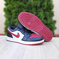 Мужские кроссовки Nike Air Jordan (белые с чёрным и бордовым) низкие разноцветные осенние кеды О10983 тренд