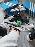 Мужские кроссовки Adidas Niteball White/Black/Grey (белые с чёрным и серым) спортивные удобные кроссы 721TP