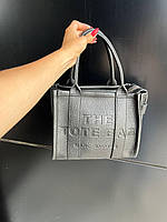 Женская сумка подарочная Marc Jacobs The Tote Bag Leather Total Black Small (черная) MJ054 стильная cross