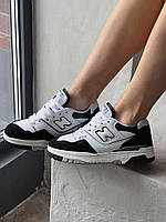 Женские кроссовки New Balance 550 White Grey Black (белые с чёрным и серым) повседневные осенние кроссы NB041