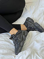 Женские кроссовки Adidas Yeezy 500 Utility Black (чёрные) модные спортивные замшевые кроссы YE015 тренд