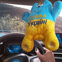 М'яка іграшка на присосках в автомобіль жовто- блакитний патріотичний кіт Саймона Слава України